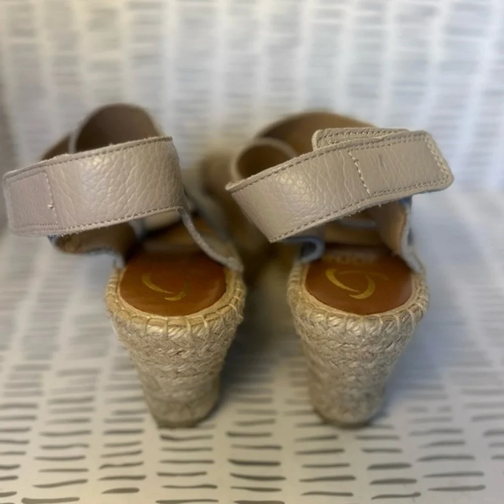 Kanna Spain Women 38 7.5 Taupe Pebbled Leather Espadrille Wedge Sandals‎ Boho